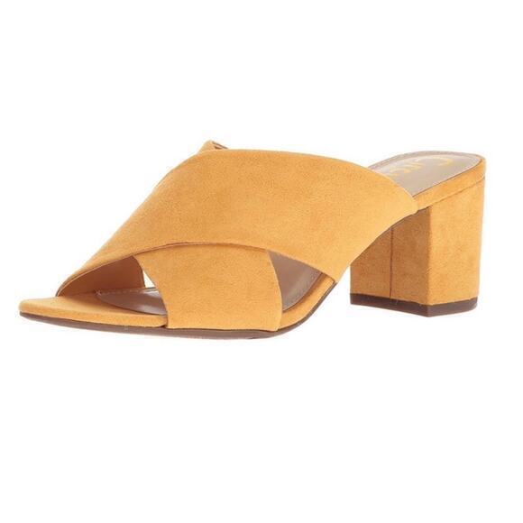 Circus by Sam Edelman Stevie Yellow Suede Criss Cross Open Toe Heel Sandals 6.5 - Picture 1 of 9